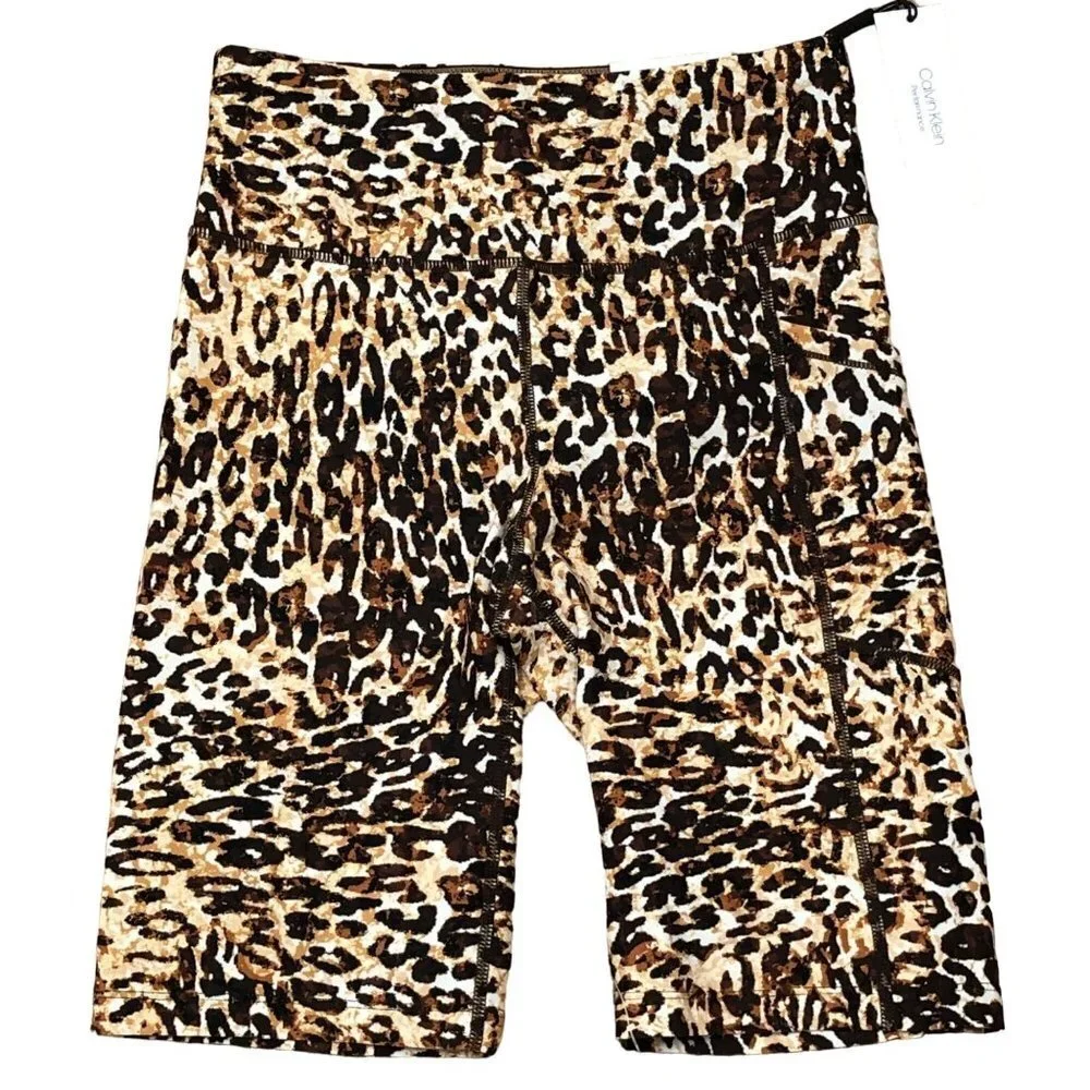 CALVIN KLEIN‎ PERFORMANCE HIGH RISE ANIMAL PRINT SHORTS XS NWT